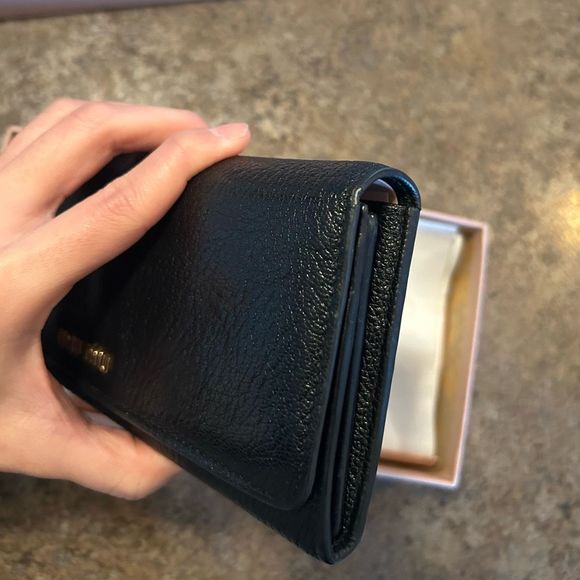 2in1 Miu Miu Long Snap Wallet Leather Black with original box - Picture 8 of 15